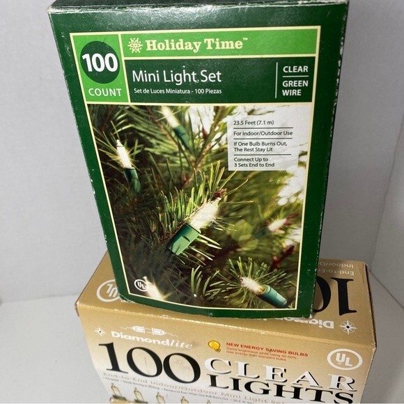 Clear/Mini Lights 100 Count HolidayTime Incandescent Wedding Patio Lot of 3 NEW - Picture 2 of 6